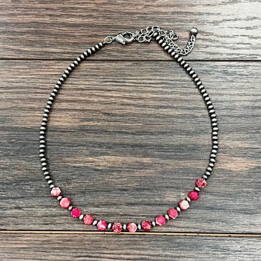 Handmade 16" Navajo Hexa Gemstone Necklace